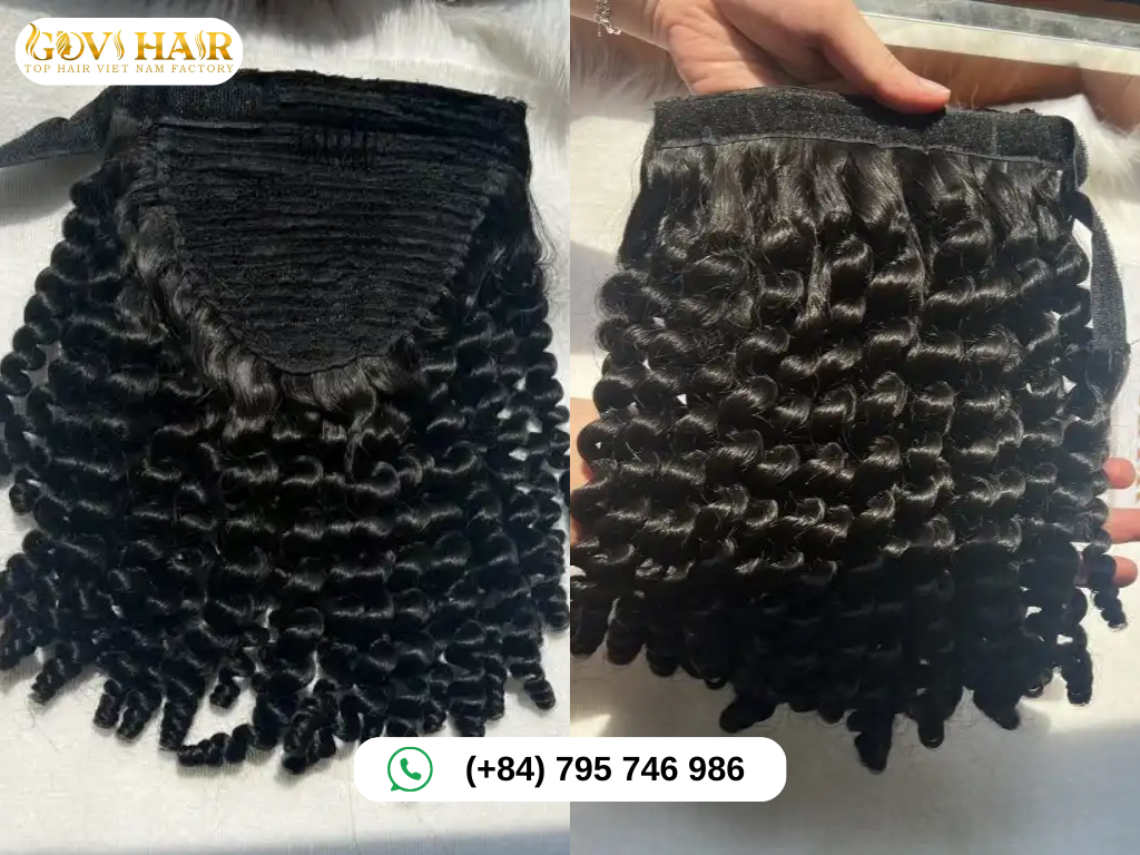 How to Put Hair Extensions in Ponytail: Step-by-Step 2 Natural black curly ponytail extension made of 100% real human hair