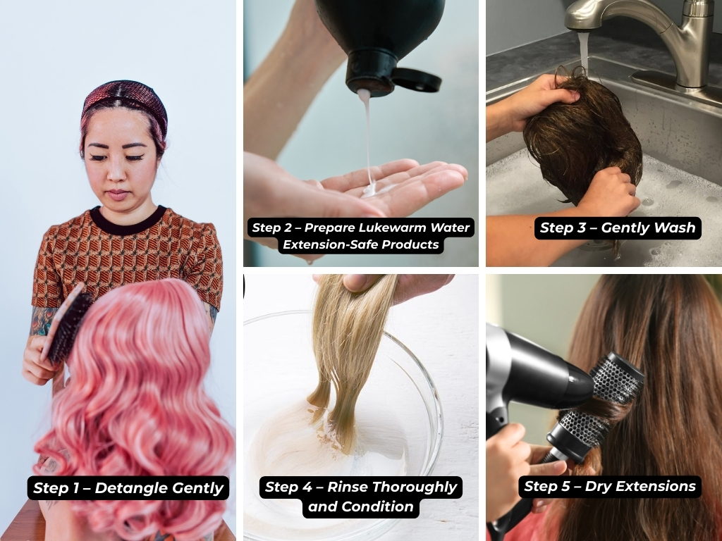 How to Wash Hair Extensions at Home for Long-Lasting Results 3 5 steps on how to wash hair extensions at home