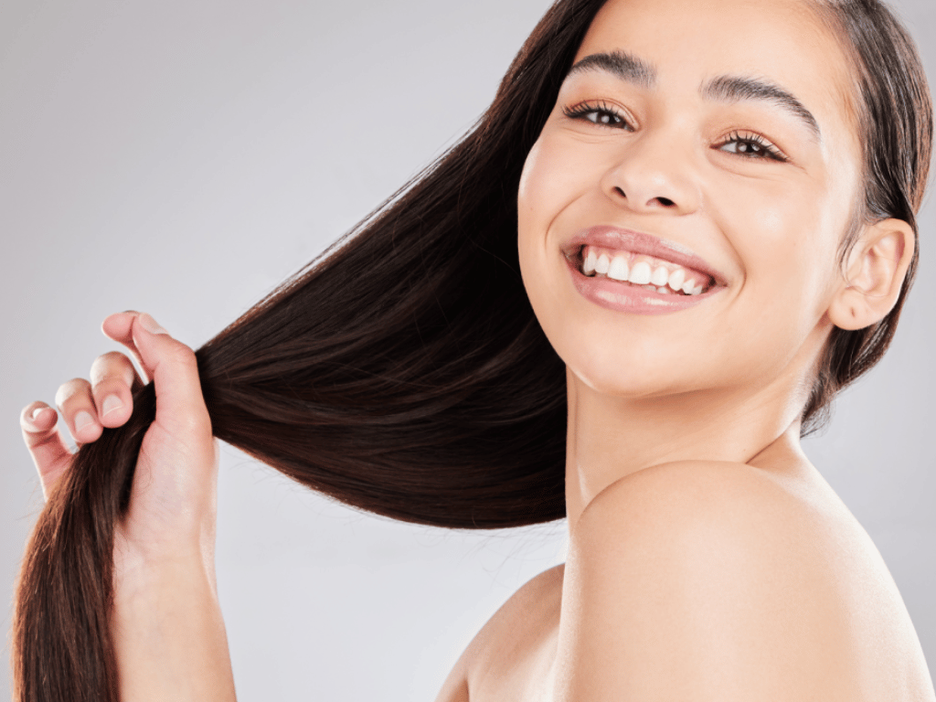 Healthy, silky straight hair that shines naturally