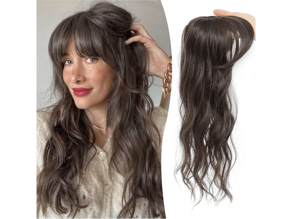 Hair topper with bangs styling