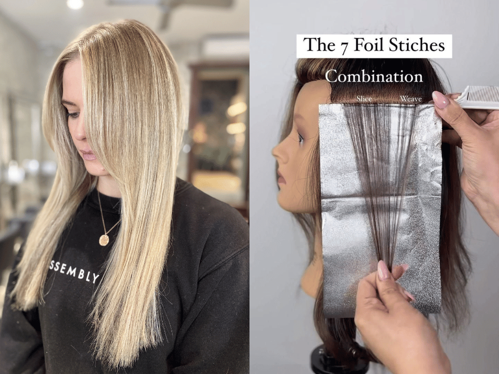Can You Highlight Hair Extensions? Step-by-Step Guide 8 Professional applying foil highlights to hair extensions