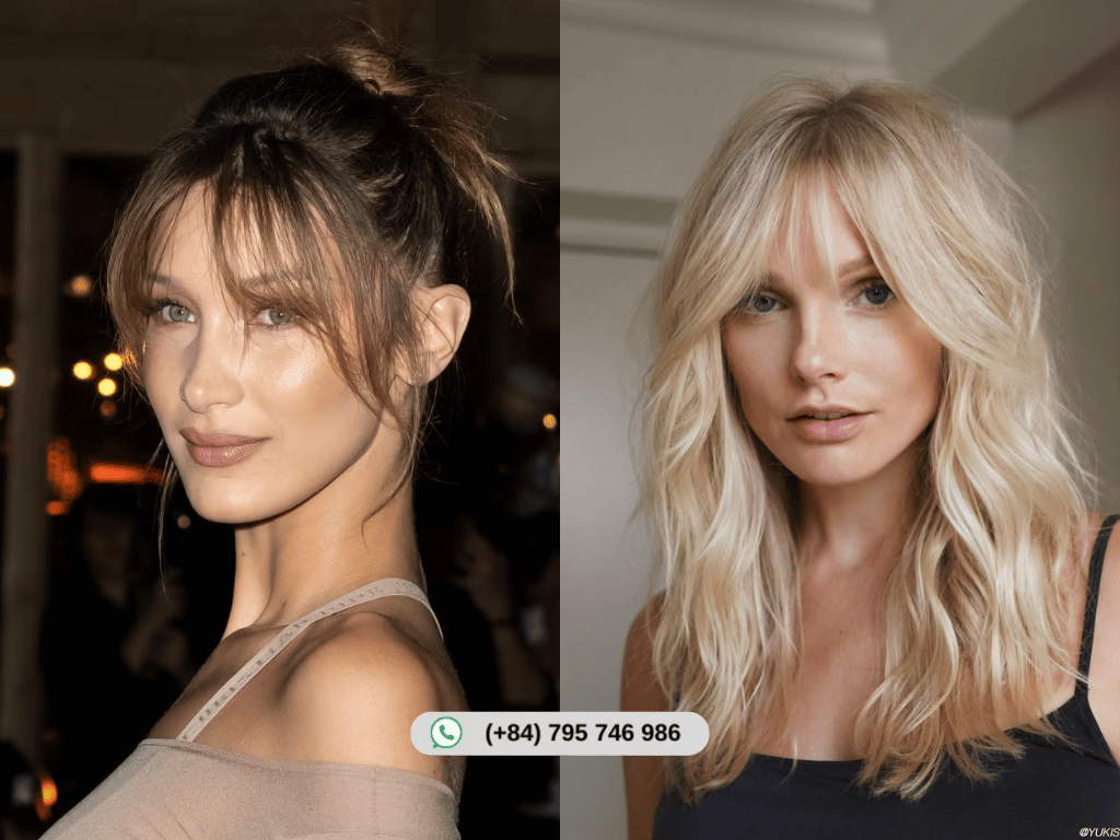 Wispy bangs giving a light, airy finish to the hair