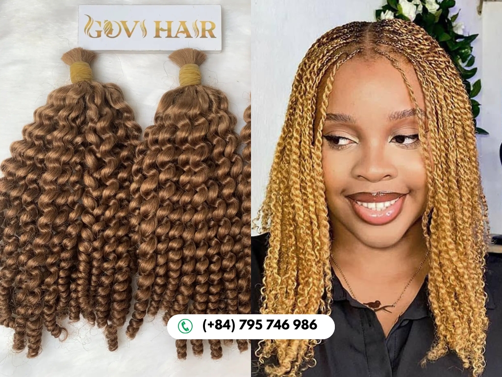 Afro Kinky Bulk Human Hair for Braiding with natural texture and full volume