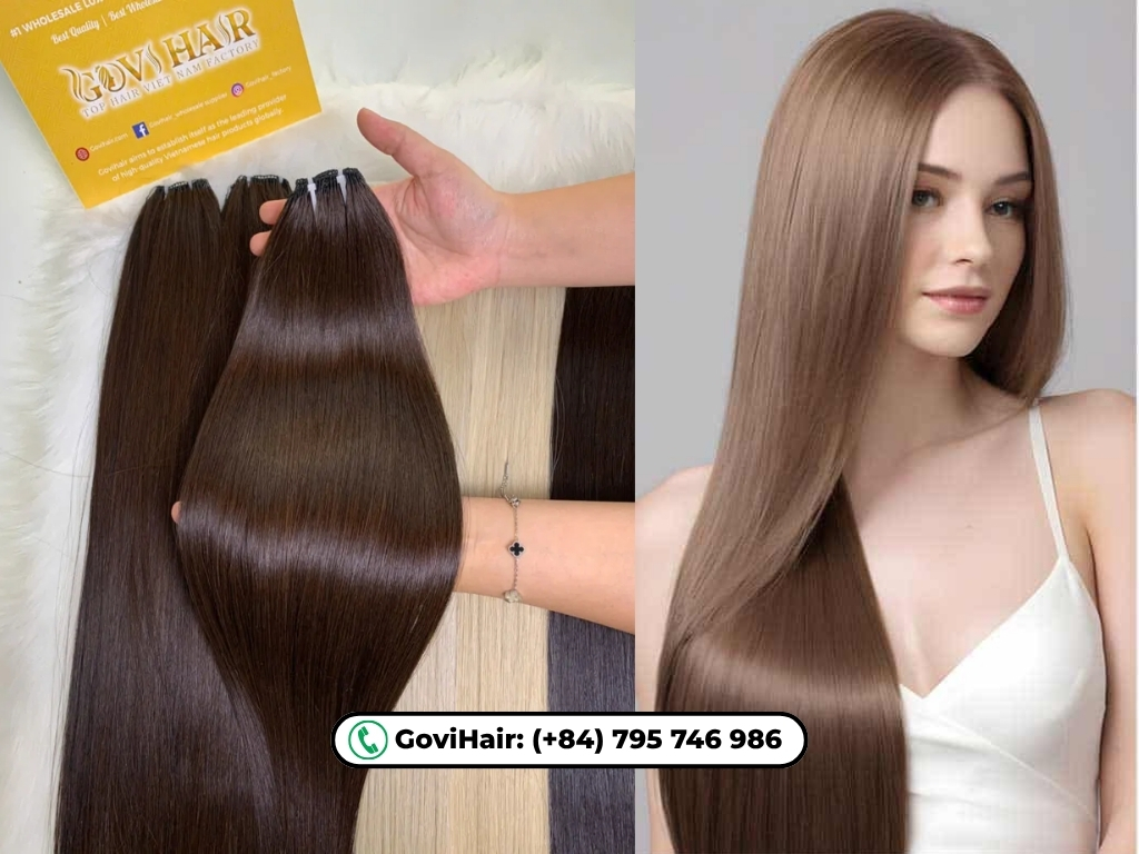 Feather weft hair extensions are made by sewing thin, feather-like strands of human hair.