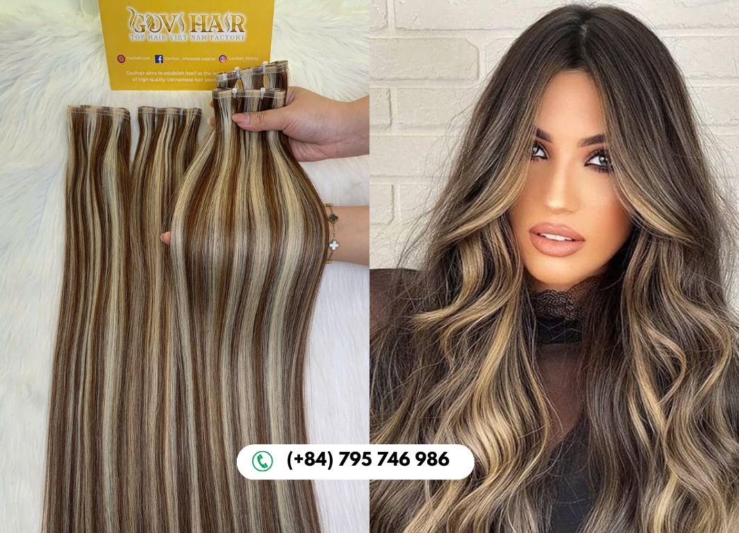 Flat Weft Hair Extensions Mix Piano Color 100% Human Hair 8 Flat weft extensions create installs without bulk