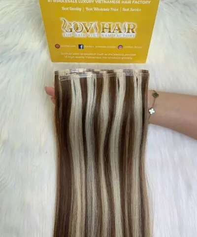100% Human Hair Flat Weft Hair Extensions Mix Piano Color