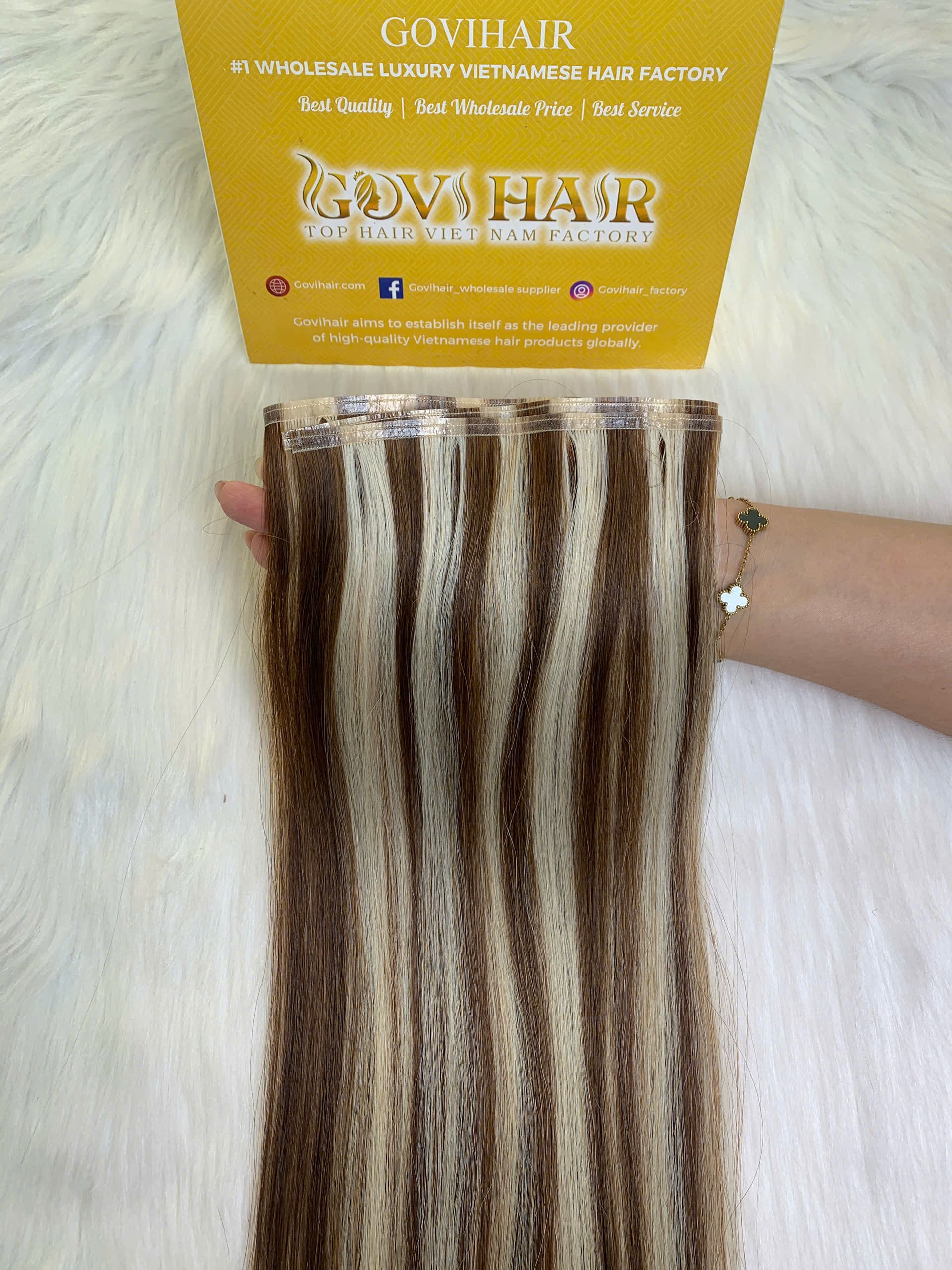 Flat Weft Hair Extensions Mix Piano Color 100% Human Hair 3 100% Human Hair Flat Weft Hair Extensions Mix Piano Color