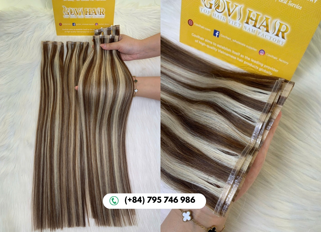 Flat Weft Hair Extensions Mix Piano Color 100% Human Hair 10 GoviHair flat wefts deliver strength and natural flow