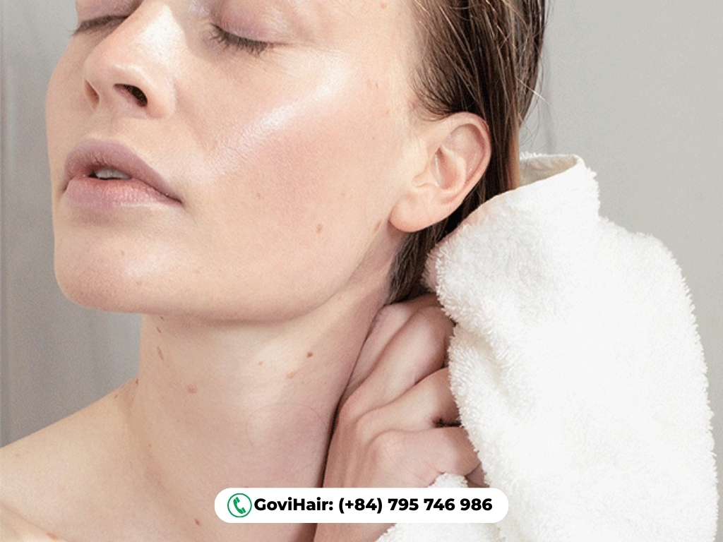 Washing hair with clarifying shampoo before bleach