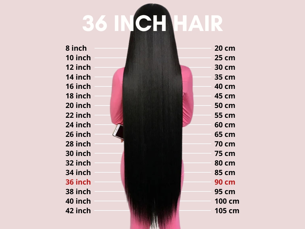36 inch hair measuring approximately 36 inches from root to tip when straightened