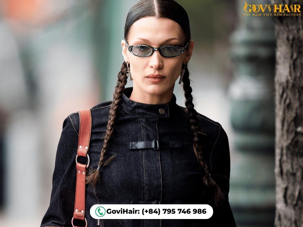 90s braided pigtails hip-hop street style