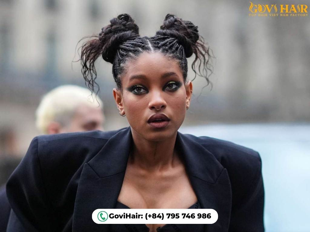 90s braided space buns playful style