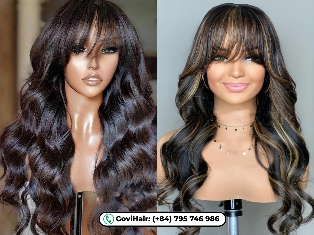 Frame your face with chic bangs for a modern, youthful contrast