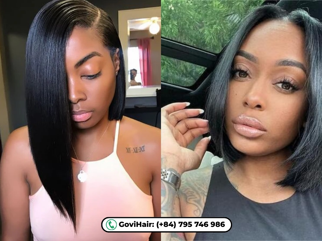 A conservative, stylish length hitting just below the chin.