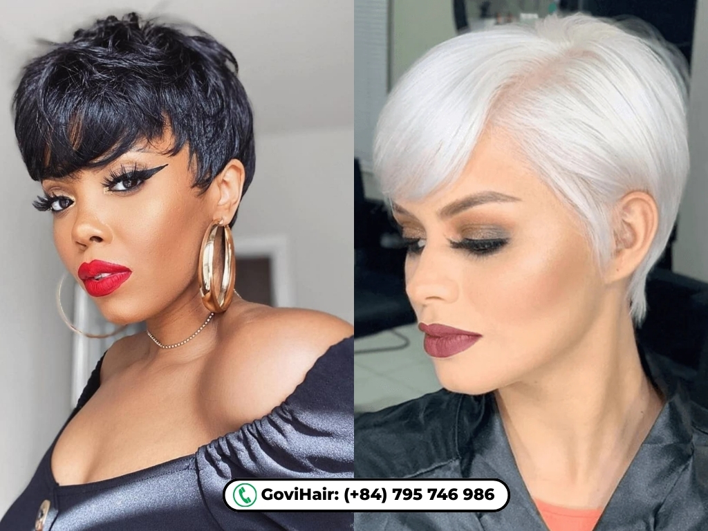  A daring hybrid cut that highlights cheekbones and facial features.