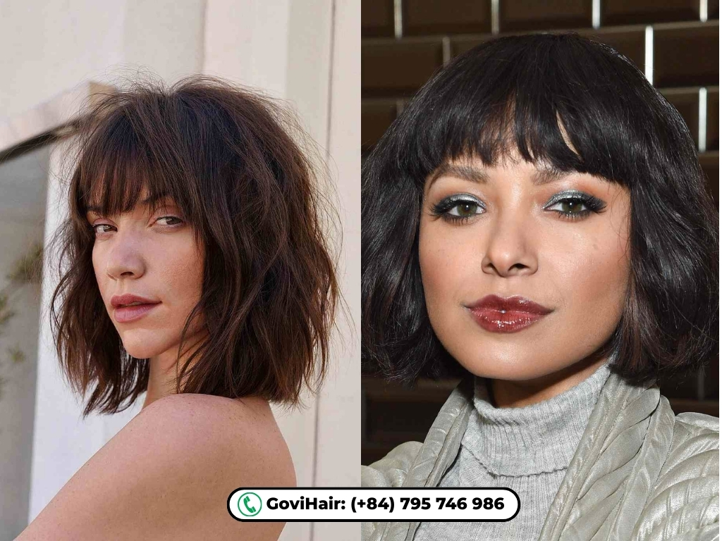 Frame your face and hide the lace with trendy bangs.