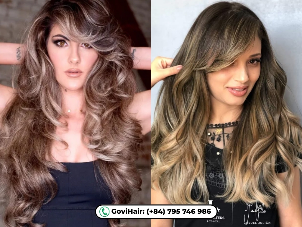 Soften features with swooping bangs and polished, styled edges.