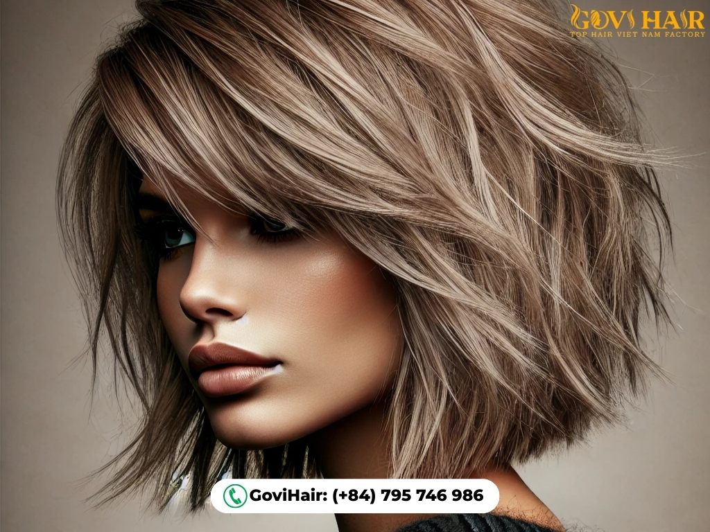 Angular wolf cut with sharp, geometric layered style