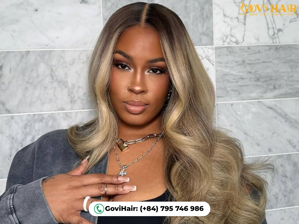 Ash Blonde Ombre with dark roots fade