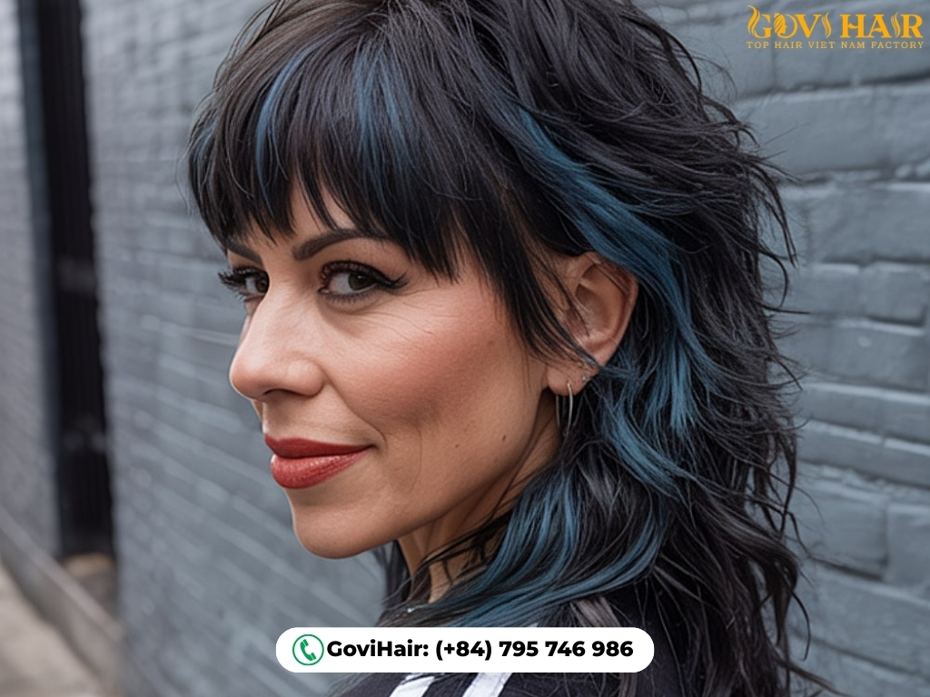 Asymmetrical wolf cut with sharp, edgy rebellious style