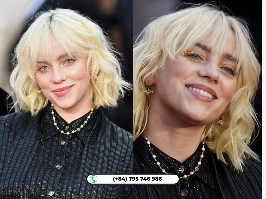 Billie Eilish hairstyles: 1970s-Inspired Feathered Bob