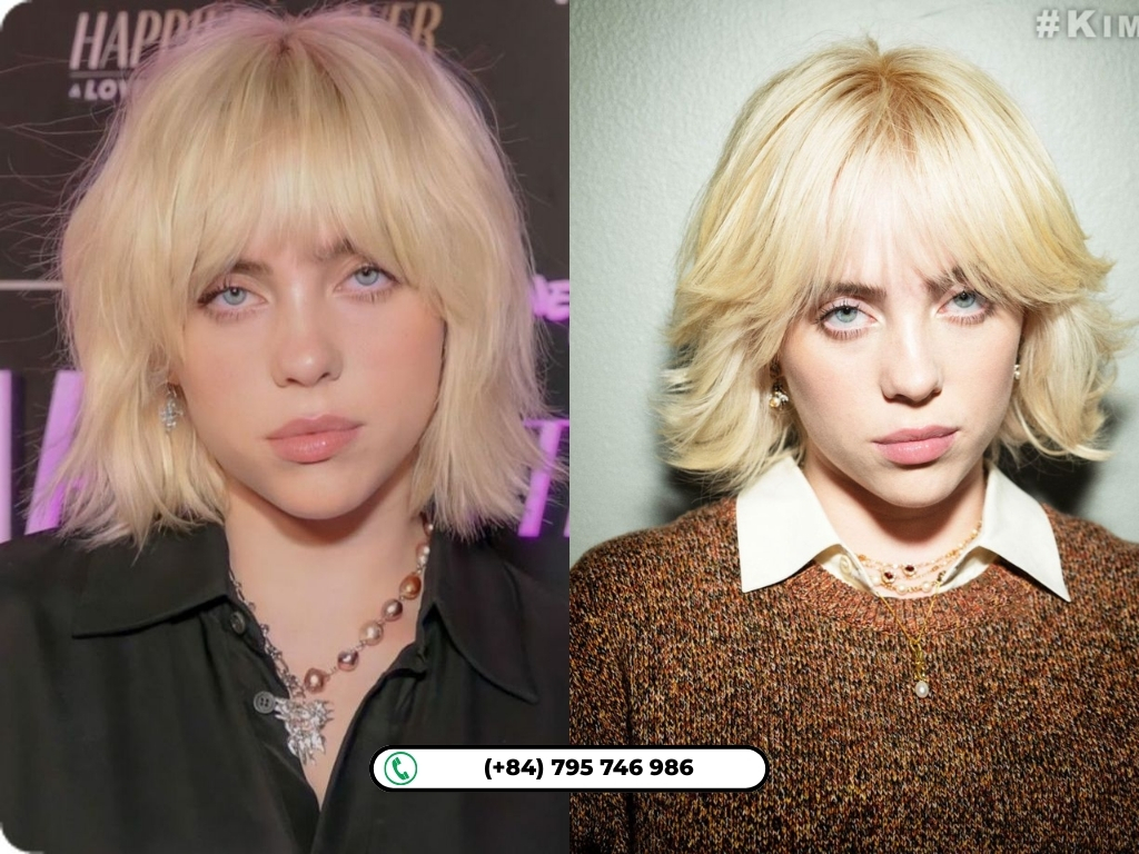 Billie Eilish hairstyles: Blonde Bob With Bangs