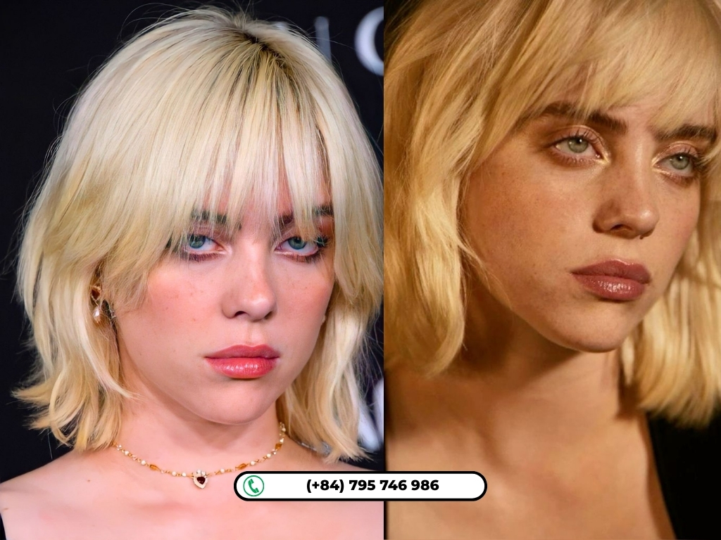 Billie Eilish hairstyles: Feathered Layers With Bangs