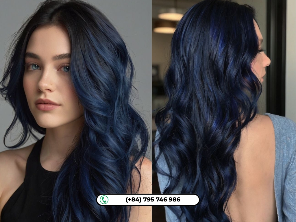 Midnight blue-black tones enhance texture and depth for a mysterious look.