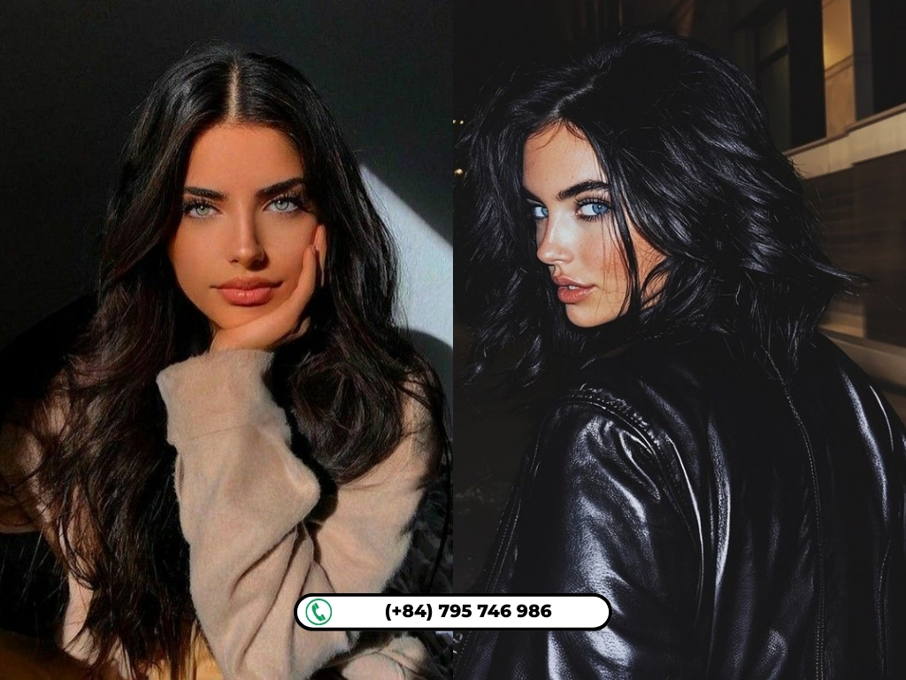 Effortless wavy long black Hair best for blue eyes