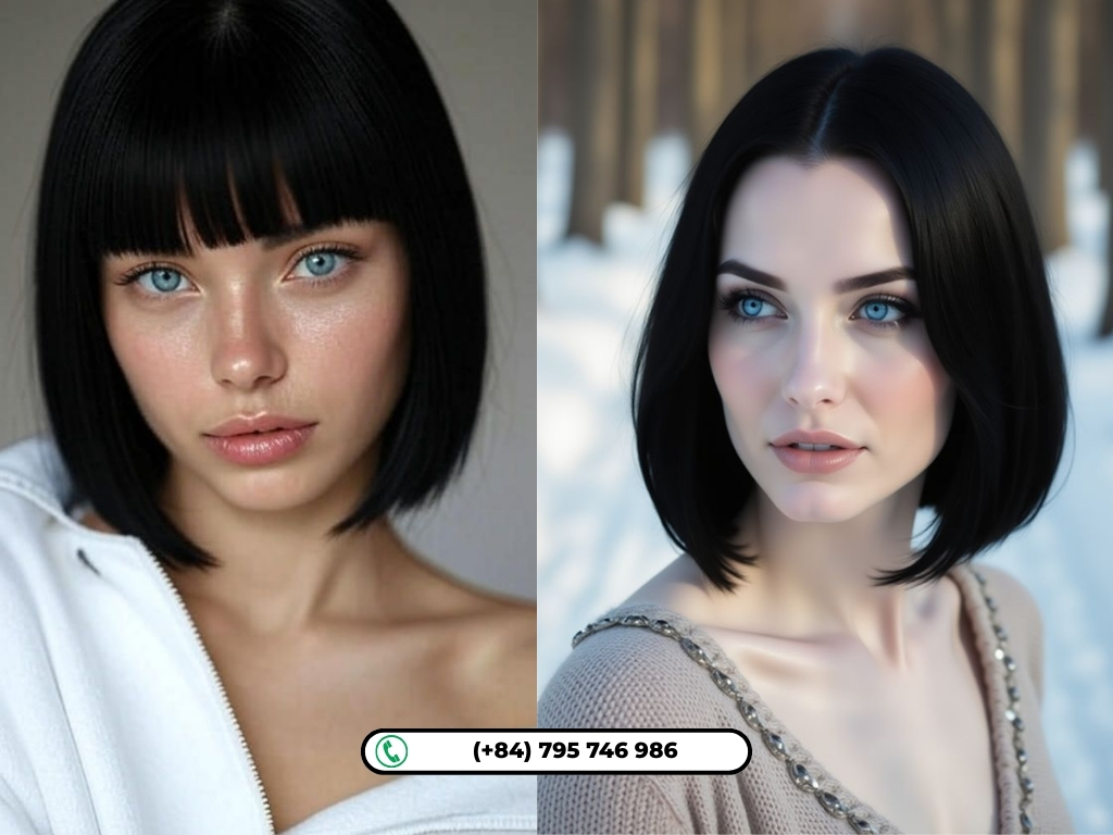 Long Black Bob for Blue Eyes