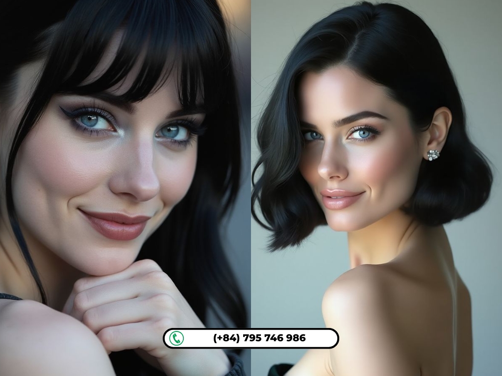 Women with blue eyes and black hair