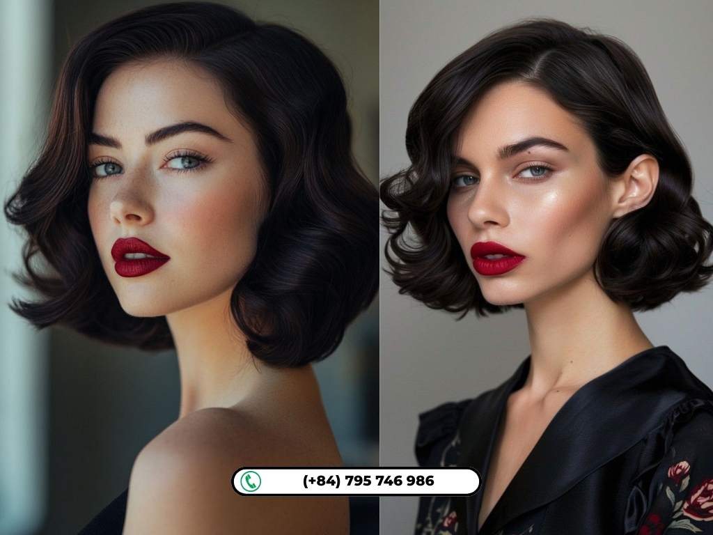 Black hair and blue eyes woman