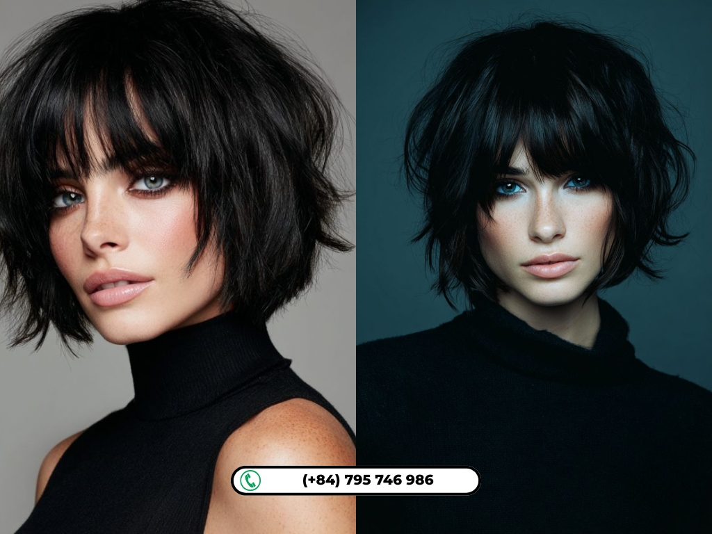 Shagged and Jagged Short Black Hair