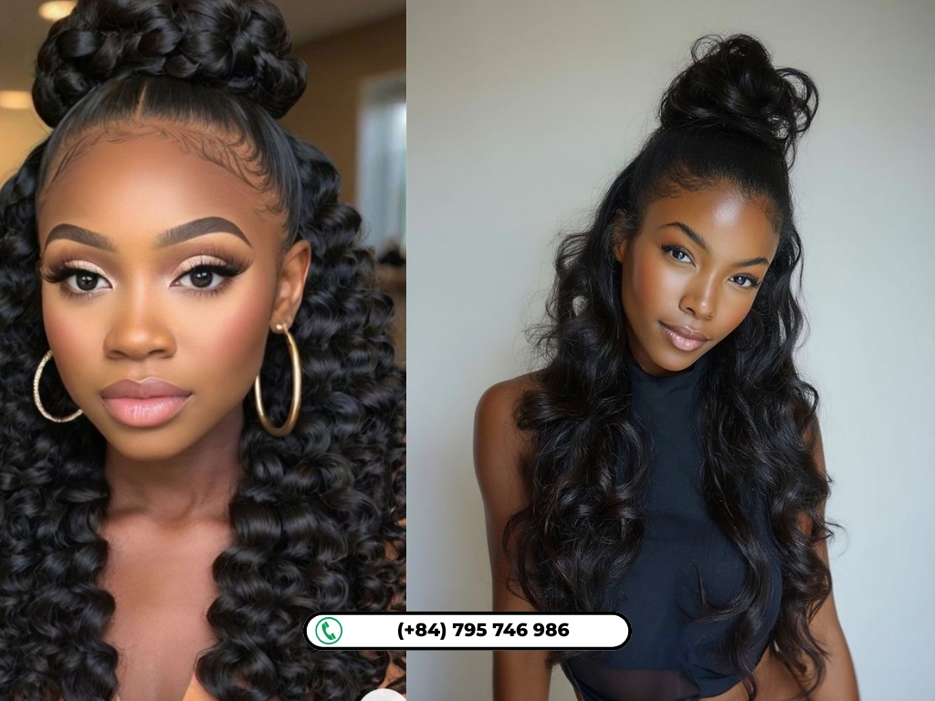 High bun hairstyles for black hair with weave