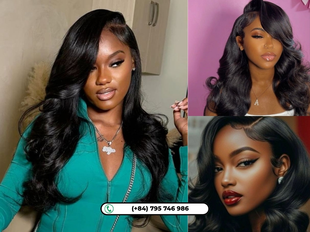 Black weave hairstyles: Curved Deep Side-Parted Weave