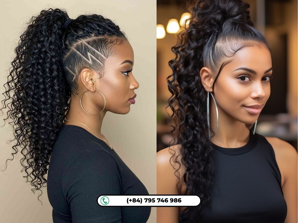 Braided updo black hair weave