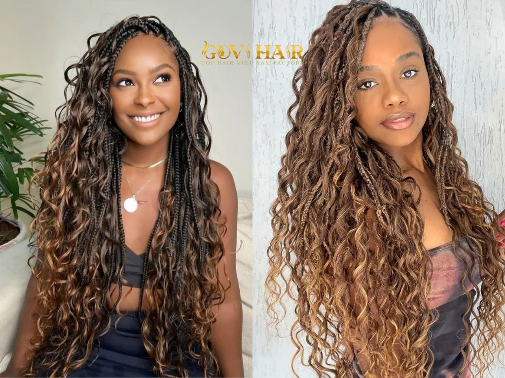 These box braid hairstyles with weave have a relaxed, free-flowing aesthetic