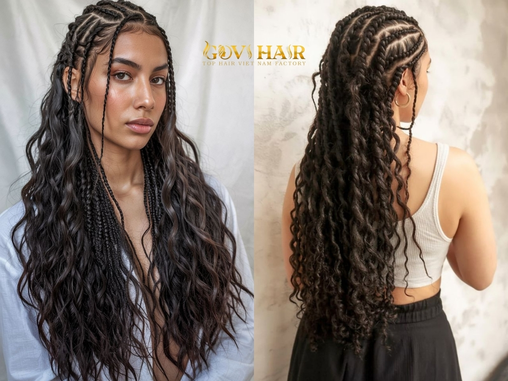Tribal braids are a standout form of cornrow braid hairstyles with weave