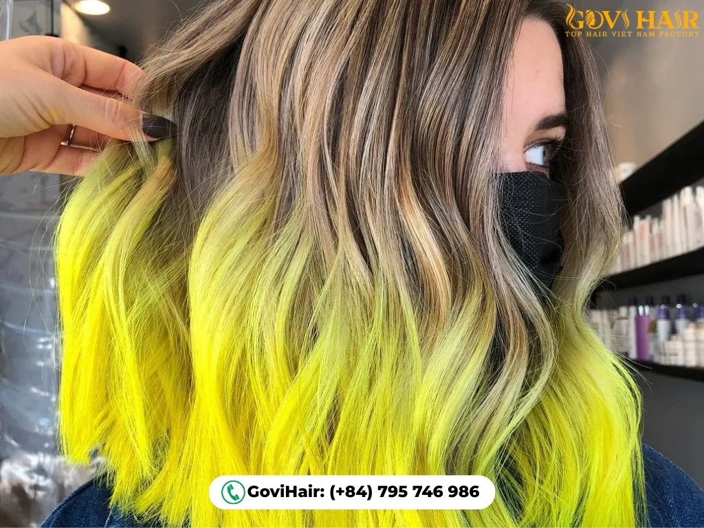 Bright banana yellow ombre hair