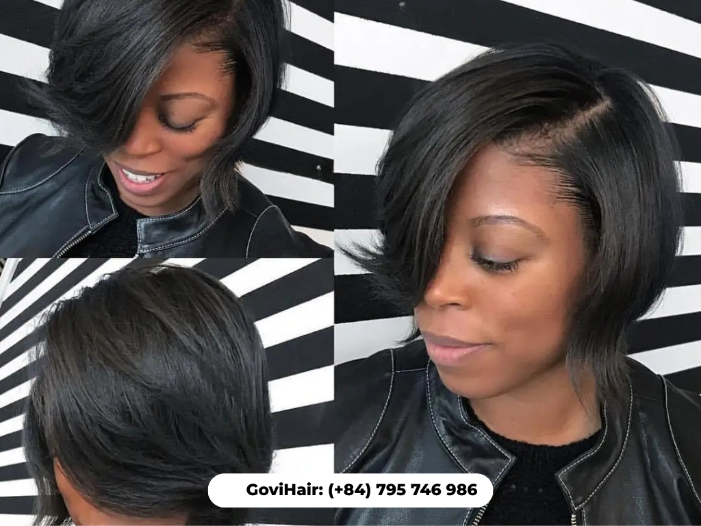 Classic feathered bob for black women