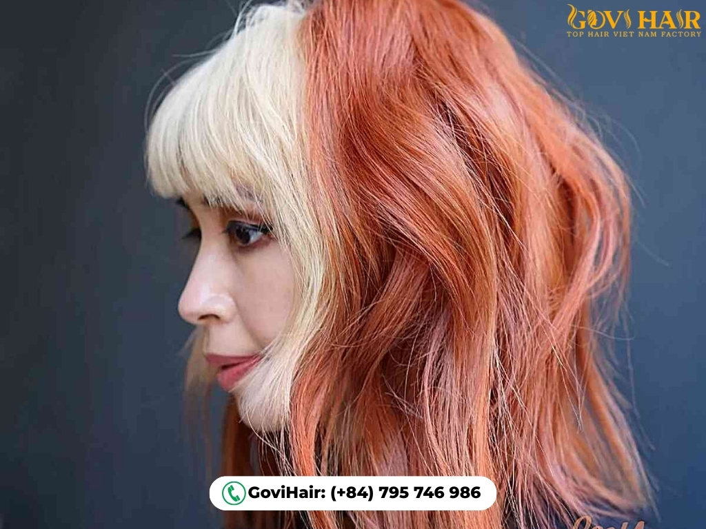 Cool and warm split-dye two-tone hair