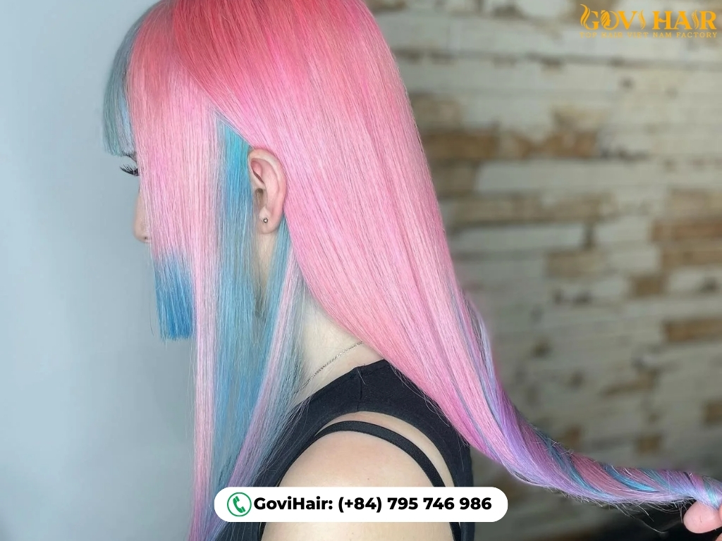 Cotton candy pastel two-tone straight hair