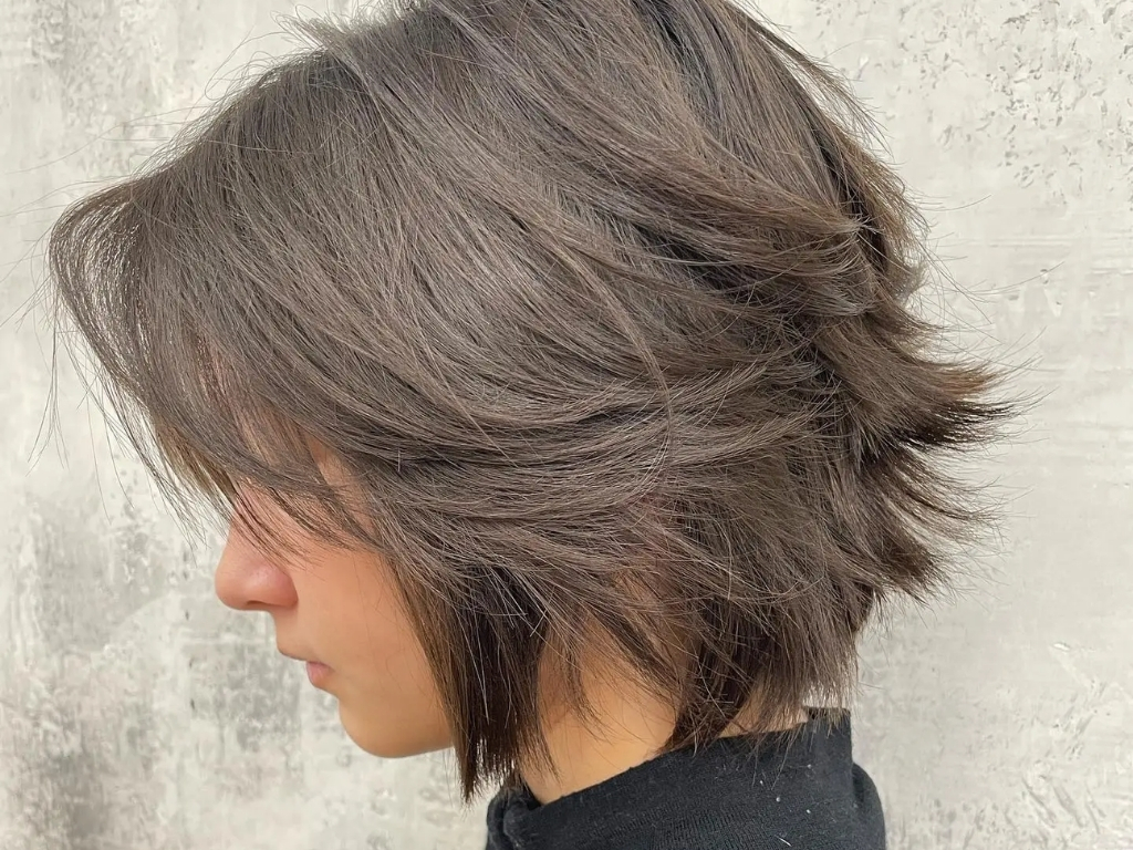 Cropped wolf cut, short edgy layered style