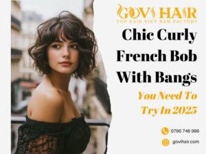 curly french bob with bangs