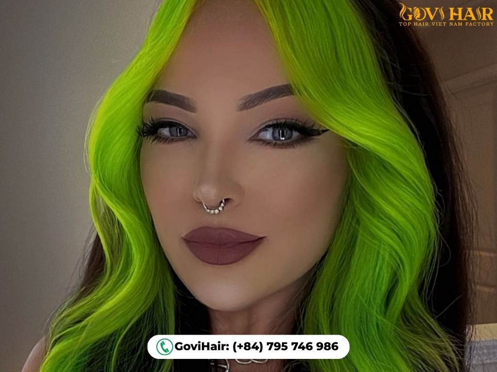 Cyber-goth green black hair updo