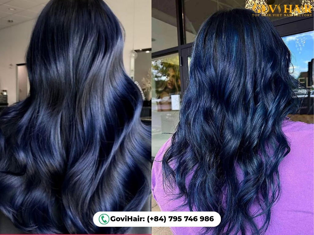 Denim and navy blue hair color