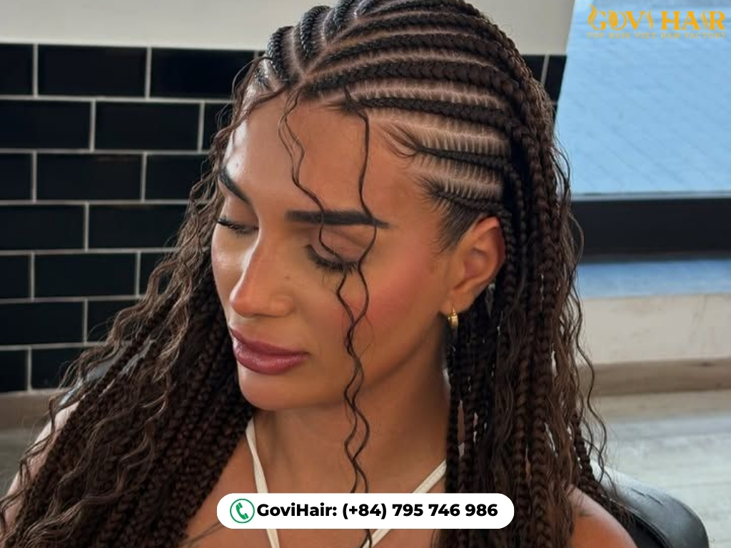 Edgy 90s Mohawk cornrow braid hairstyle