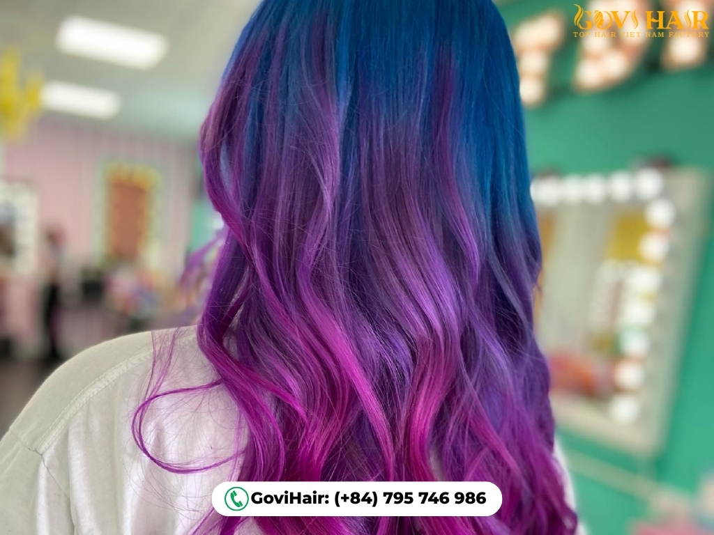 Galaxy-inspired fuchsia blue hair