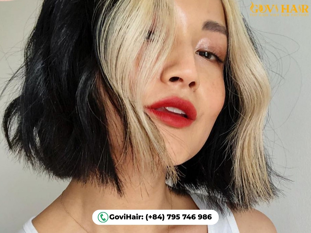 Hair with vivid accented fringe