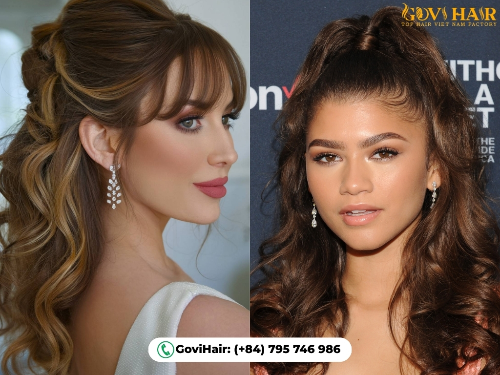 Bangs vs No Bangs: Which One Is Right For You? 11 Half-up hairstyle: intricate with bangs or clean without